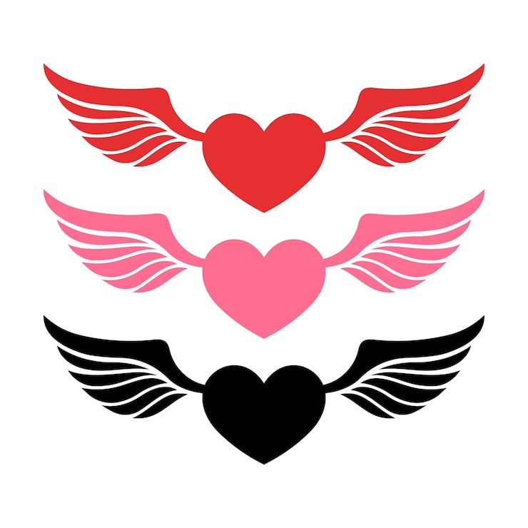 Vector gratuito corazón con alas estilo glifo