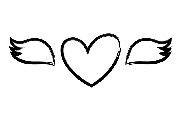 Corazón con alas de pintura