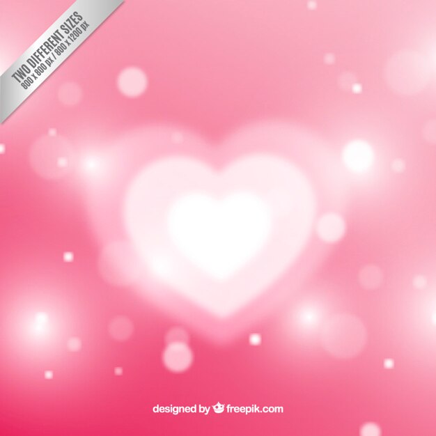 Vector gratuito corazón blanco sobre fondo rosa bokeh