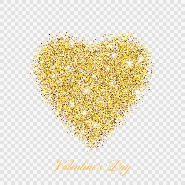 Vector gratuito corazón brillante del brillo del oro del día de san valentín. ilustración de vector símbolo de corazón de amor