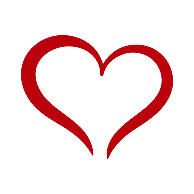 Corazón de caligrafía roja