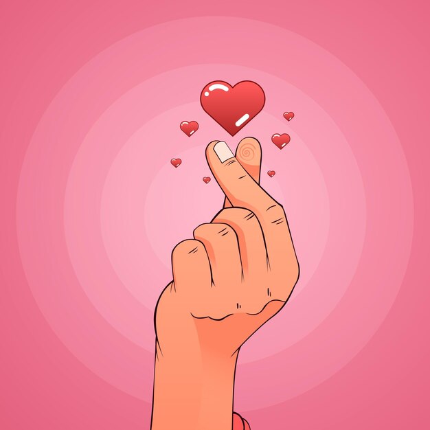 Corazón de dedo degradado ilustrado