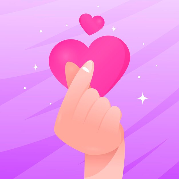 Corazón de dedo degradado