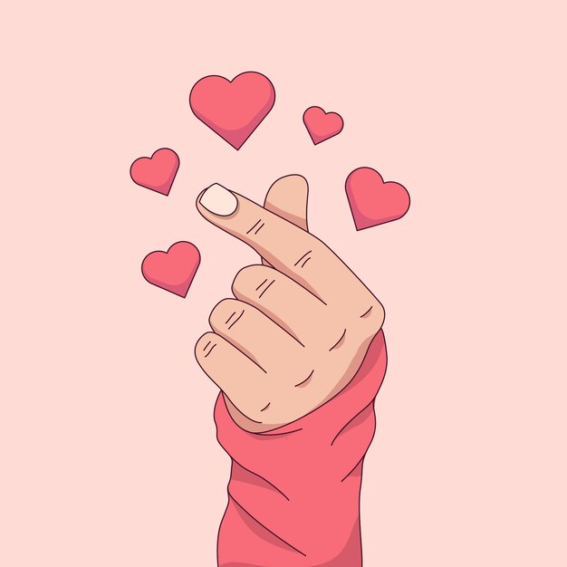 Corazón de dedo dibujado a mano