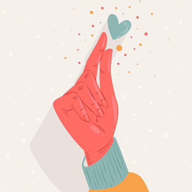 Corazón de dedo dibujado a mano