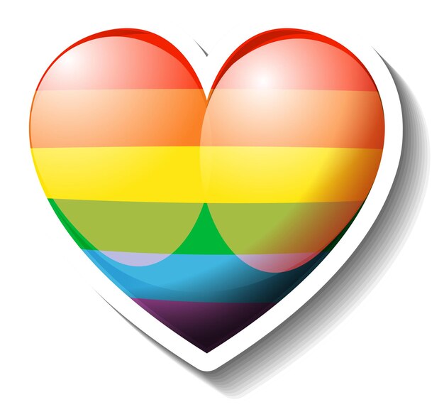 Corazón degradado de arco iris en estilo de dibujos animados