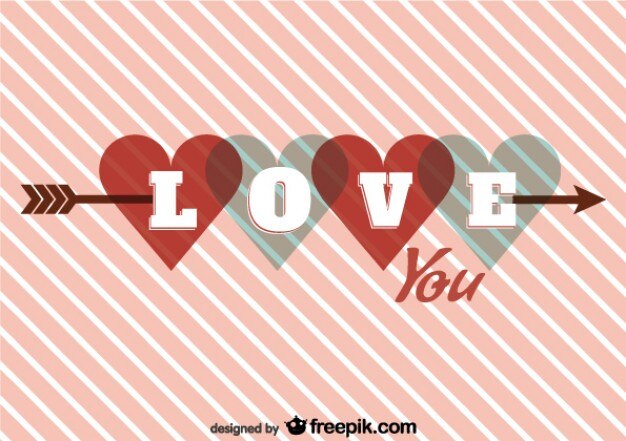 Corazón en el diseño de flecha retro tarjeta para el día de San Valentín