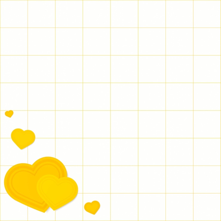 Vector gratuito corazón esquina borde cuadrícula patrón fondo amarillo