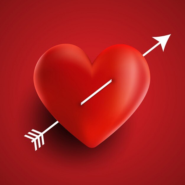 Un corazón con una flecha blanca