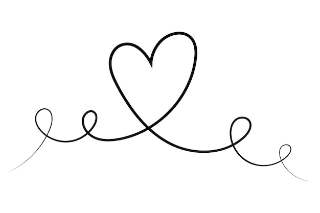 corazón, garabato, línea, mano, dibujado