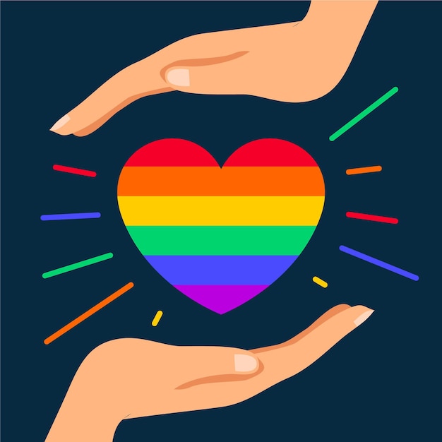 Vector gratuito corazón lindo del arco iris ilustrado