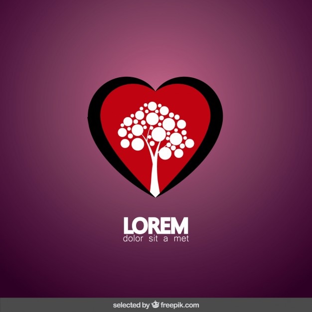 Vector gratuito corazón con el logotipo de árbol abstracto