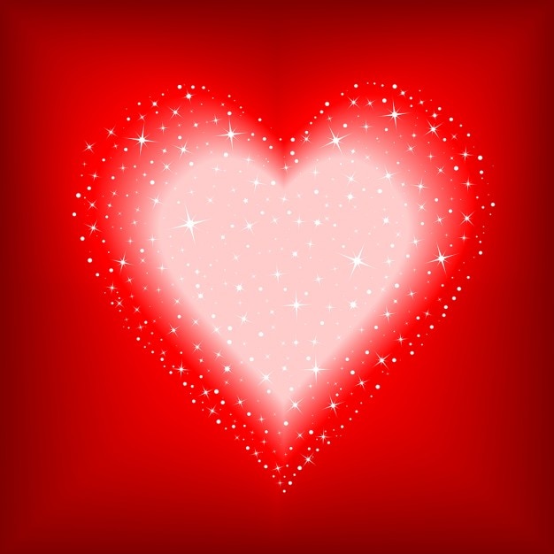 Vector gratuito corazón con luces sobre un fondo rojo