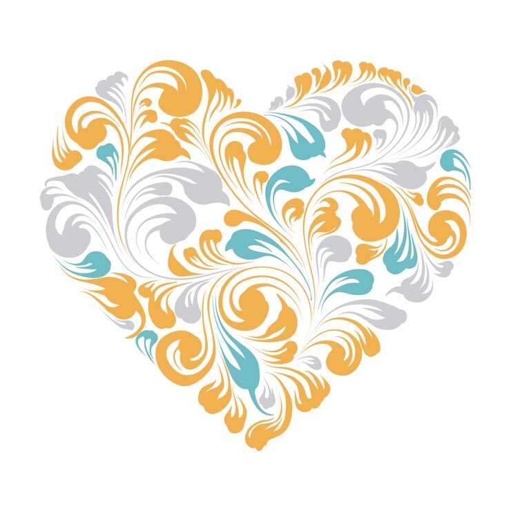 Corazón ornamental vintage aislado