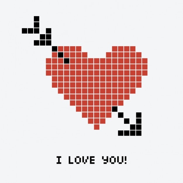 Corazón pixelado con una flecha