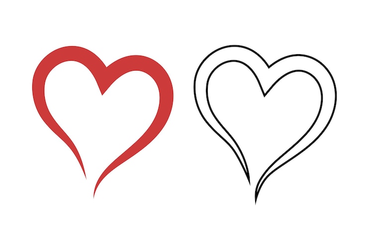 Vector gratuito corazón en plano y contorno