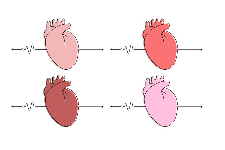 Vector gratuito corazón realista con el latido del corazón línea 2