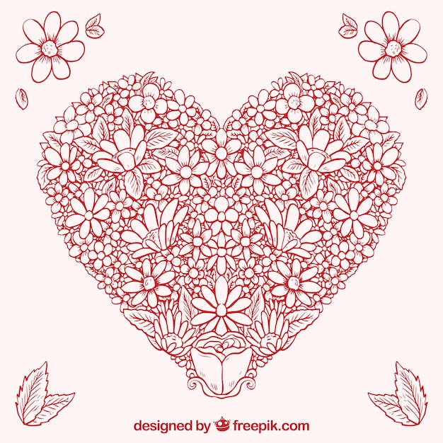 Vector gratuito corazón rojo floral