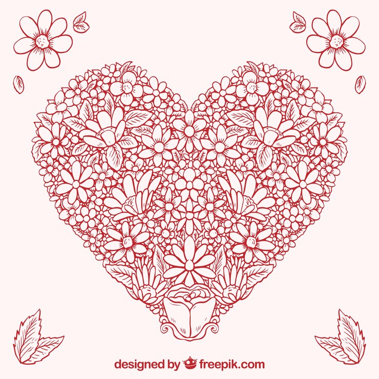 Vector gratuito corazón rojo floral