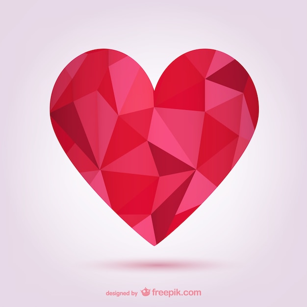 Corazón rojo poligonal