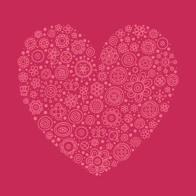 Corazón rosado hecho con flores