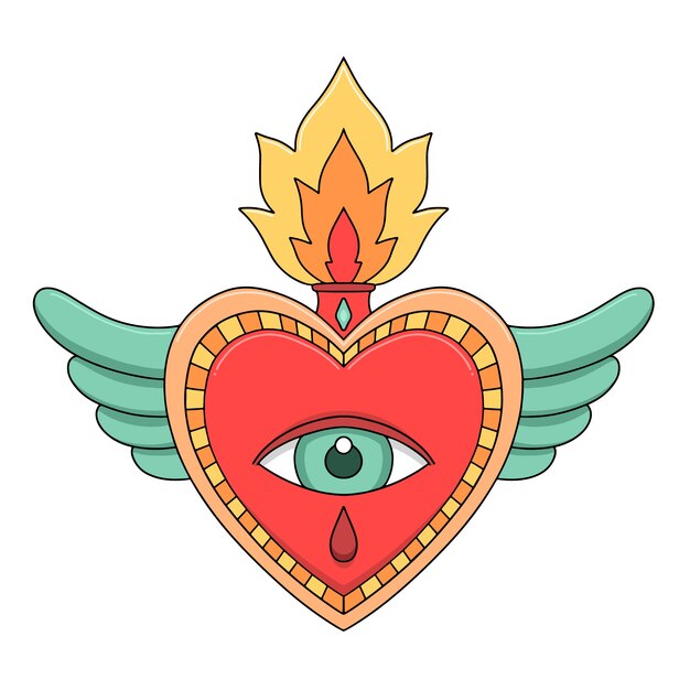 Corazón sagrado dibujado a mano