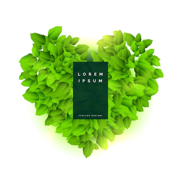 Vector gratuito corazón verde hecho con diseño de hojas