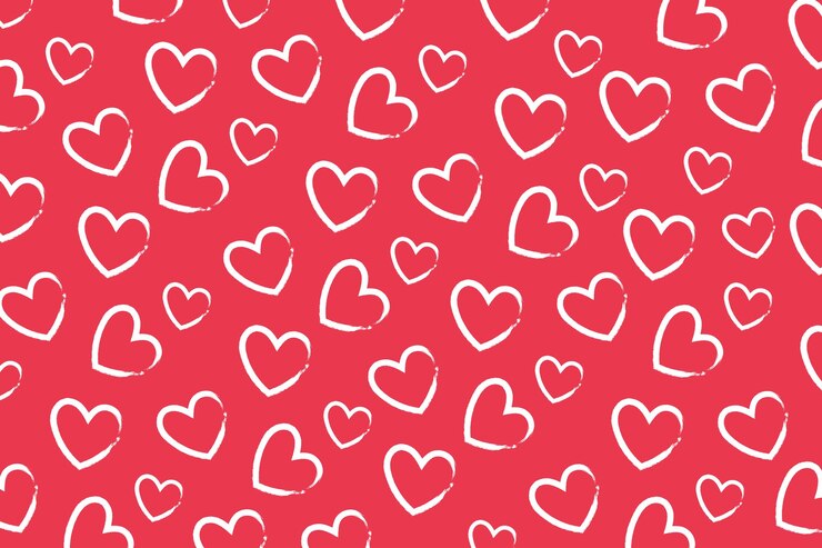 Vector gratuito corazones blancos dibujados mano sobre fondo rojo