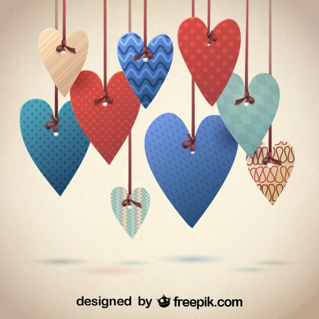 Corazones colgantes en vector de San Valentín