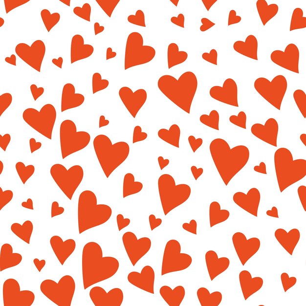 Corazones sin costura para el día de San Valentín Con fondo de corazón rojo dibujado a mano Diseño de ilustración vectorial