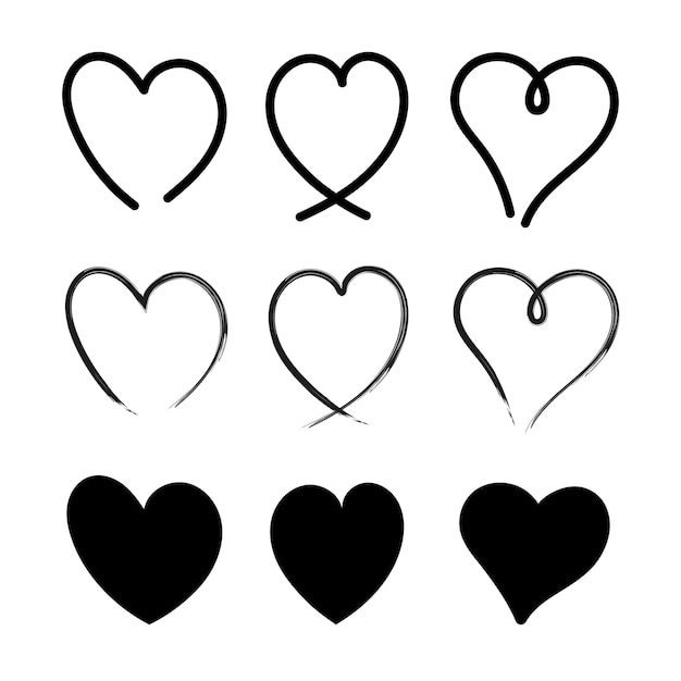 Vector gratuito corazones dibujados a mano y estilo glifo