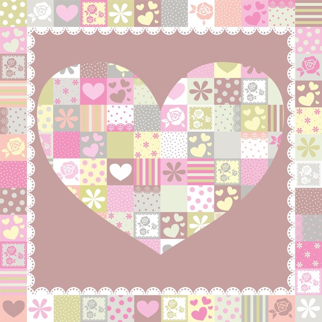 Corazones con encaje y flores.