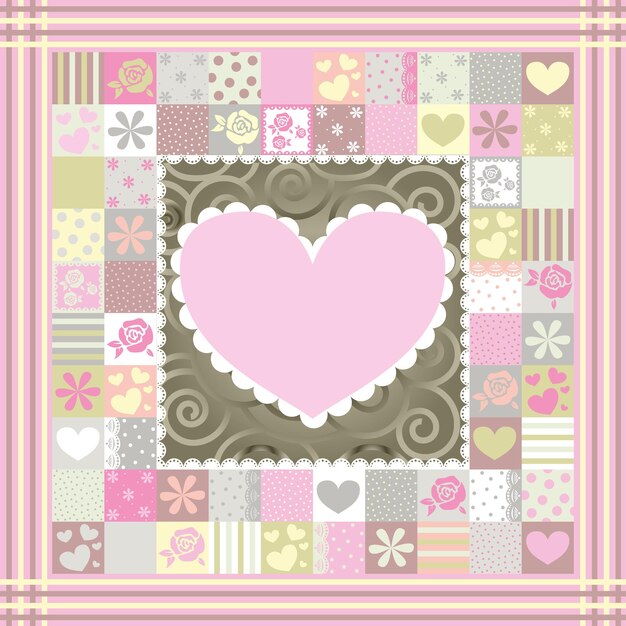Corazones con encaje y flores.