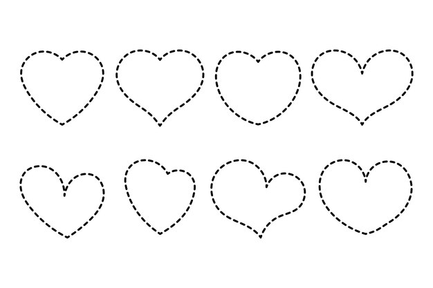 Los corazones establecen líneas punteadas