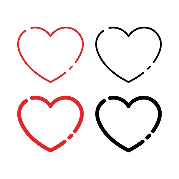 Corazones de estilo línea dividida