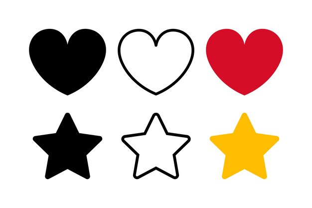 Corazones y estrellas establecidas