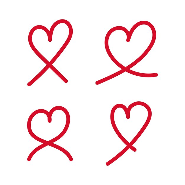 Corazones monolíneos de cuatro