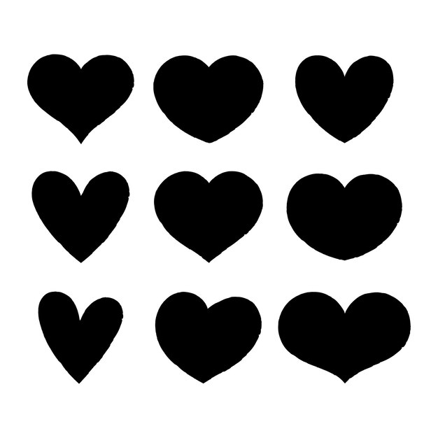 Corazones negros dibujados a mano