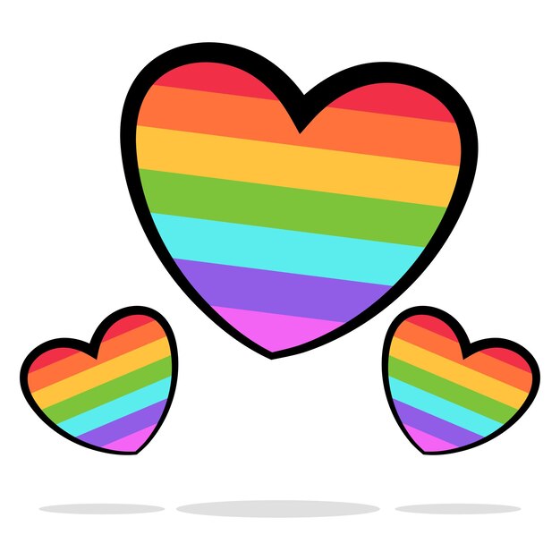 Corazones de orgullo con contornos