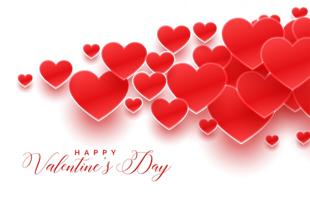 Corazones de San Valentín rojo atractivo en blanco tarjeta de felicitación