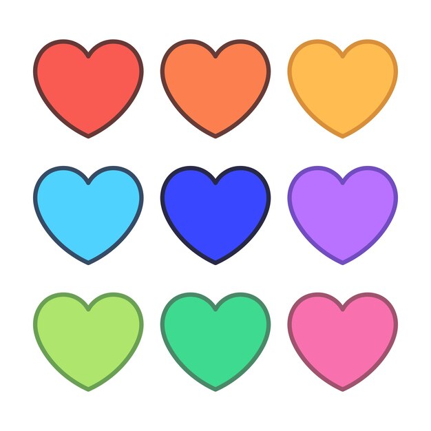 Corazones de varios colores