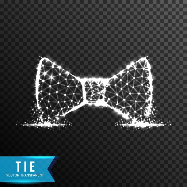 Corbata de lazo de la ilustración de vector de efecto de luz de punto y línea de conexión aislada sobre fondo transparente