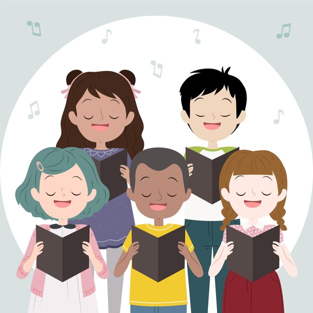 Coro de niños cantando juntos