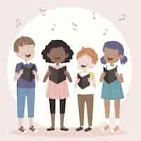 Vector gratuito coro de niños cantando