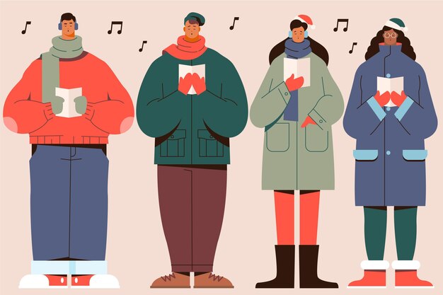 Coro de personas cantando villancicos