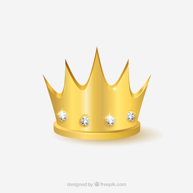 Corona dorada con diamantes en estilo realista