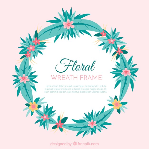 Corona floral tropical con diseño plano