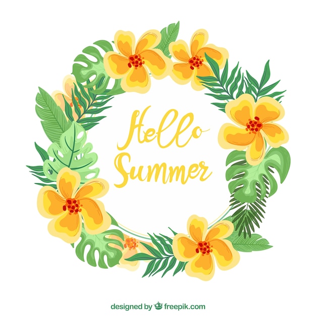 Vector gratuito corona floral de verano dibujada a mano