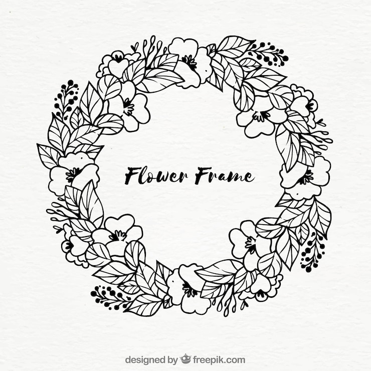 Vector gratuito corona de flores dibujadas a mano