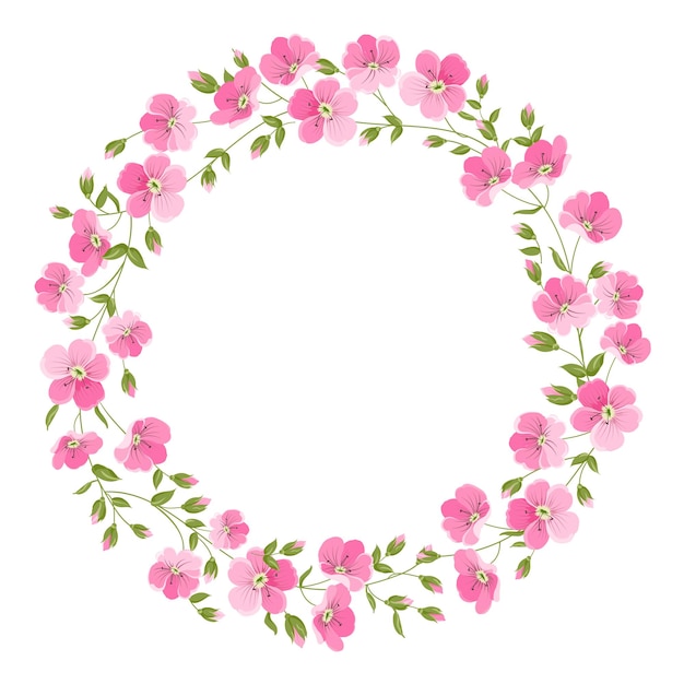 Corona de flores de lino aislada sobre fondo blanco. ilustración vectorial